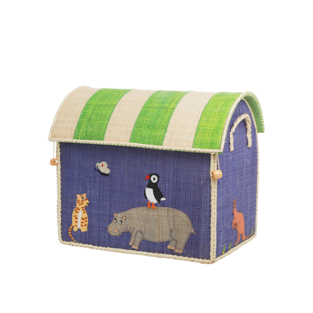 Animal Theme Small Raffia Toy Basket Rice DK